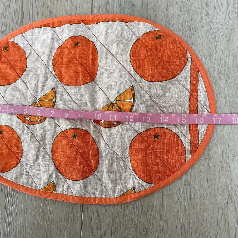 Quilted Reversible Oval Placemats Set Of 4 Fruit Floral Garden Cotton Multicolor